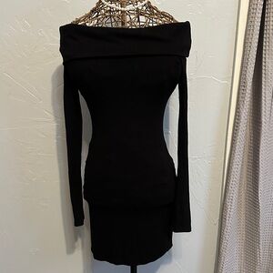 See You Monday Black Long Sleeve Dress form fitting, ribbed. NWT Small